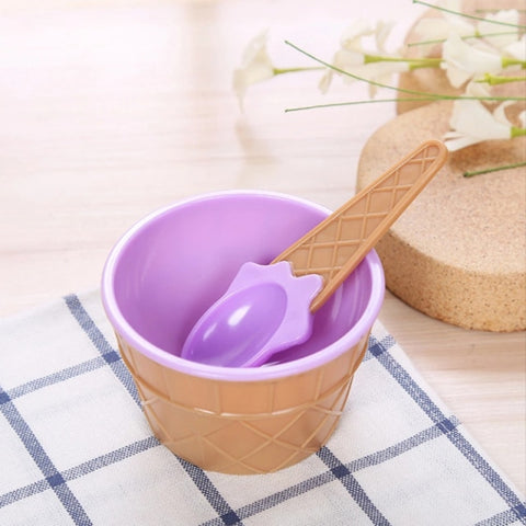 Children's exquisite gift dessert ice cream bowl reusable bowl and spoon ice cream cup 7 colors optional ice cream tool kitchen