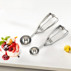 Stainless Steel Ice Cream Spoon Mashed Potatoes Watermelon Jelly Fruit Non-Stick Spoon Handle Scoop Kitchen Accessories