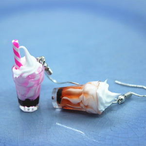 New Funny Summer Ice Cream Cup Resin Earrings Women's Fashion Creative Drink Jewelry Personality Birthday Gifts for Friend