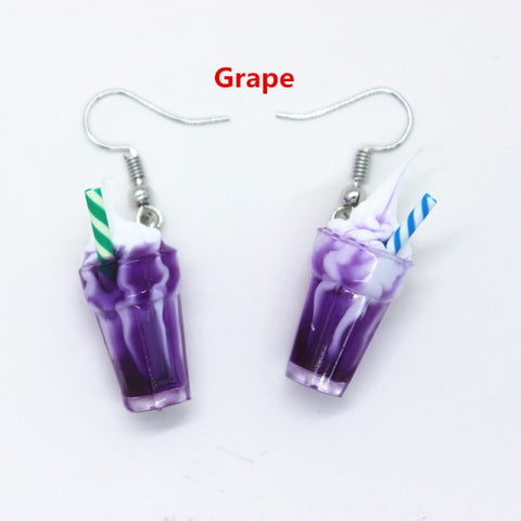 New Funny Summer Ice Cream Cup Resin Earrings Women's Fashion Creative Drink Jewelry Personality Birthday Gifts for Friend
