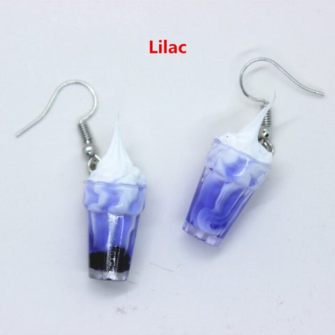 New Funny Summer Ice Cream Cup Resin Earrings Women's Fashion Creative Drink Jewelry Personality Birthday Gifts for Friend