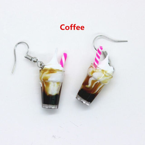 New Funny Summer Ice Cream Cup Resin Earrings Women's Fashion Creative Drink Jewelry Personality Birthday Gifts for Friend