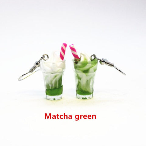 New Funny Summer Ice Cream Cup Resin Earrings Women's Fashion Creative Drink Jewelry Personality Birthday Gifts for Friend