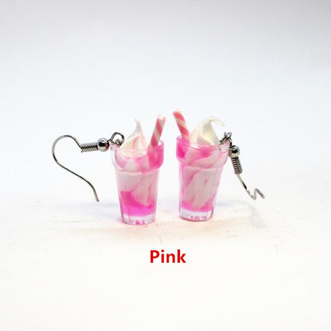 New Funny Summer Ice Cream Cup Resin Earrings Women's Fashion Creative Drink Jewelry Personality Birthday Gifts for Friend