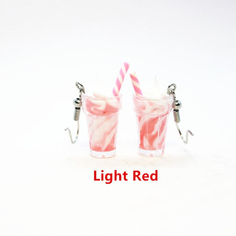 New Funny Summer Ice Cream Cup Resin Earrings Women's Fashion Creative Drink Jewelry Personality Birthday Gifts for Friend