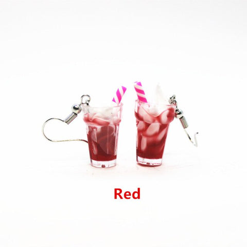 New Funny Summer Ice Cream Cup Resin Earrings Women's Fashion Creative Drink Jewelry Personality Birthday Gifts for Friend