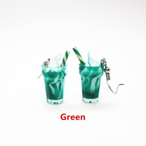 New Funny Summer Ice Cream Cup Resin Earrings Women's Fashion Creative Drink Jewelry Personality Birthday Gifts for Friend
