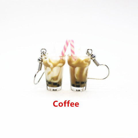 New Funny Summer Ice Cream Cup Resin Earrings Women's Fashion Creative Drink Jewelry Personality Birthday Gifts for Friend
