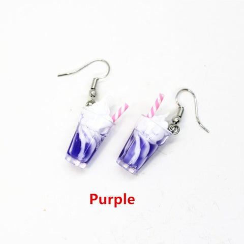 New Funny Summer Ice Cream Cup Resin Earrings Women's Fashion Creative Drink Jewelry Personality Birthday Gifts for Friend