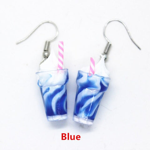 New Funny Summer Ice Cream Cup Resin Earrings Women's Fashion Creative Drink Jewelry Personality Birthday Gifts for Friend
