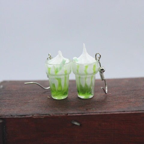 New Funny Summer Ice Cream Cup Resin Earrings Women's Fashion Creative Drink Jewelry Personality Birthday Gifts for Friend