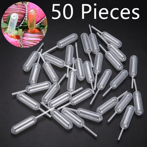 50pcs Plastic Squeeze 4ml Transfer Pipettes Dropper Disposable Pipettes for Strawberry Cupcake Ice Cream Chocolate Cake Toppers
