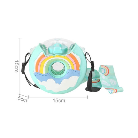 Cartoon Cute Donut Ice Cream Water Bottle Rainbow Creative Square Watermelon Cup Portable Leakproof Children Kettle with Straw