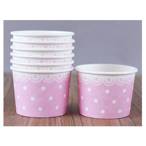 50pcs paper cups birthday party favors dessert cup with lid High quality cartoon ice cream bowl 200ml small round disposable