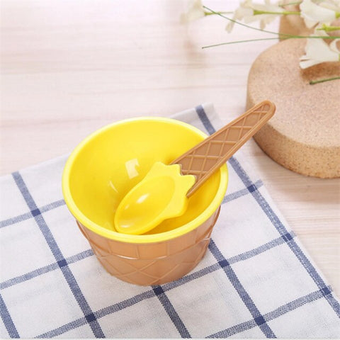 Children's exquisite gift dessert ice cream bowl reusable bowl and spoon ice cream cup 7 colors optional ice cream tool kitchen