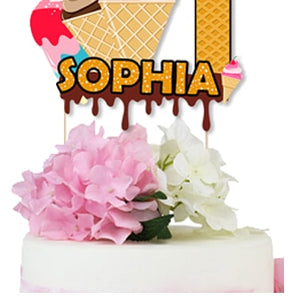Ice Cream Theme Party Pape Cups Straws Invitations Favor Bags Cake Topper Hanging Decor Birthday Party Supplies Decorations