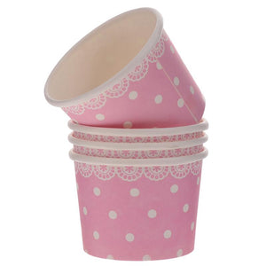 50pcs Lace Dot Pattern Disposable Ice Cream Bowl Yogurt Popsicle Paper Cup Home Supplies Without Lid