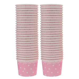 50pcs Lace Dot Pattern Disposable Ice Cream Bowl Yogurt Popsicle Paper Cup Home Supplies Without Lid