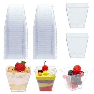 50pcs Ice Cream Cup Disposable Plastic Fruit Candy Cake Cups Jelly Yogurt Mousses Dessert Baking Cup Portion Food Container 60ml