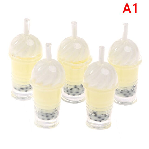 5pcs Bubble Tea Model Ice-cream Drinks Pearl Milk Tea Doll Food Toy Accessories 1/12 Dollhouse Miniature