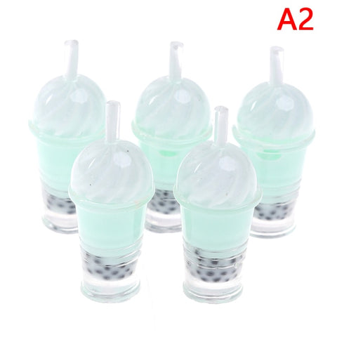 5pcs Bubble Tea Model Ice-cream Drinks Pearl Milk Tea Doll Food Toy Accessories 1/12 Dollhouse Miniature