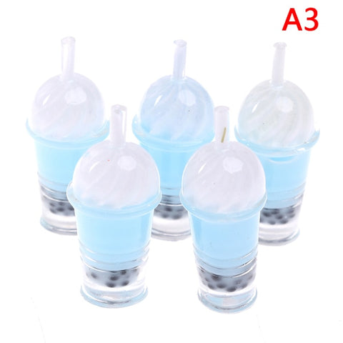 5pcs Bubble Tea Model Ice-cream Drinks Pearl Milk Tea Doll Food Toy Accessories 1/12 Dollhouse Miniature