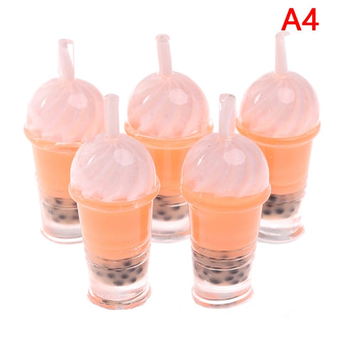 5pcs Bubble Tea Model Ice-cream Drinks Pearl Milk Tea Doll Food Toy Accessories 1/12 Dollhouse Miniature
