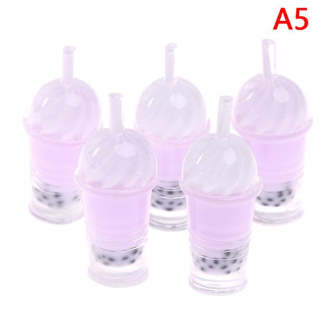 5pcs Bubble Tea Model Ice-cream Drinks Pearl Milk Tea Doll Food Toy Accessories 1/12 Dollhouse Miniature