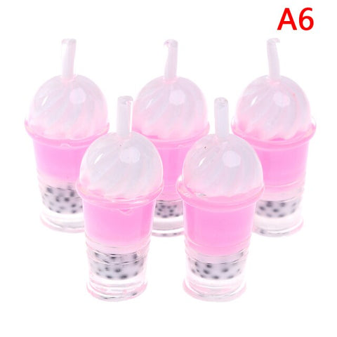5pcs Bubble Tea Model Ice-cream Drinks Pearl Milk Tea Doll Food Toy Accessories 1/12 Dollhouse Miniature