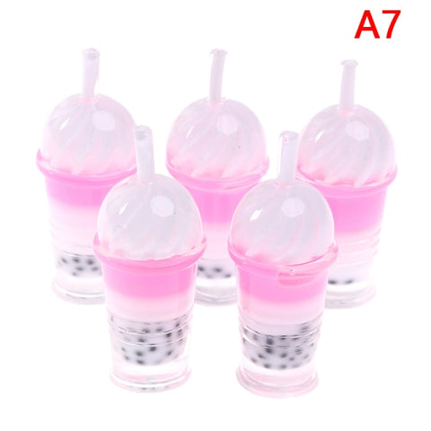 5pcs Bubble Tea Model Ice-cream Drinks Pearl Milk Tea Doll Food Toy Accessories 1/12 Dollhouse Miniature