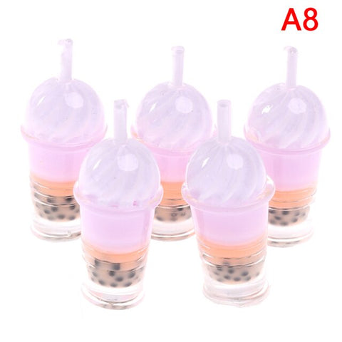 5pcs Bubble Tea Model Ice-cream Drinks Pearl Milk Tea Doll Food Toy Accessories 1/12 Dollhouse Miniature