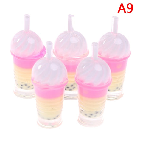 5pcs Bubble Tea Model Ice-cream Drinks Pearl Milk Tea Doll Food Toy Accessories 1/12 Dollhouse Miniature
