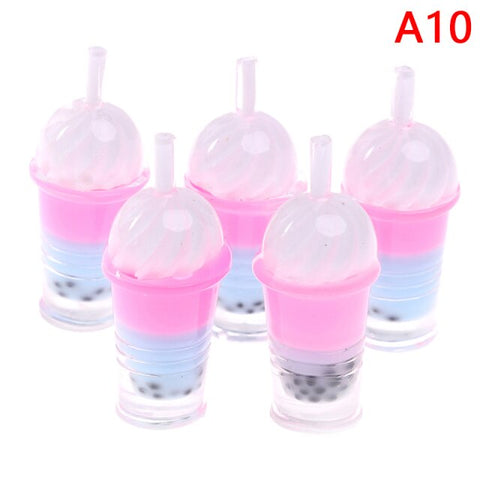 5pcs Bubble Tea Model Ice-cream Drinks Pearl Milk Tea Doll Food Toy Accessories 1/12 Dollhouse Miniature