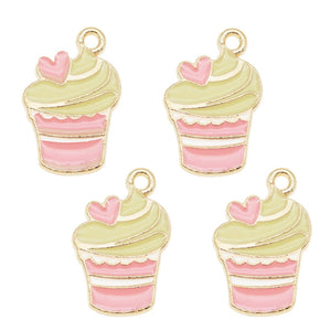10pcs/pack enamel ice cream charm for jewelry making and crafting fashion earring bracelet necklace charms Cup cake  pendants
