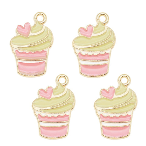 10pcs/pack enamel ice cream charm for jewelry making and crafting fashion earring bracelet necklace charms Cup cake  pendants
