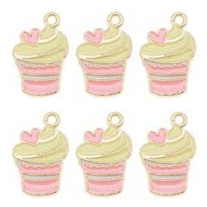 10pcs/pack enamel ice cream charm for jewelry making and crafting fashion earring bracelet necklace charms Cup cake  pendants