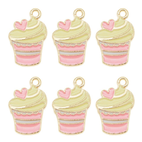 10pcs/pack enamel ice cream charm for jewelry making and crafting fashion earring bracelet necklace charms Cup cake  pendants