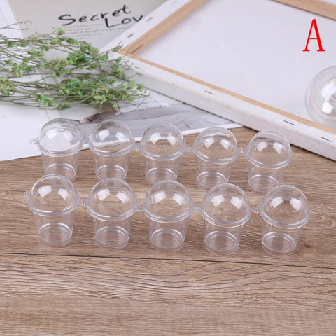 10pcs Mini Cup with Dome Lid DollHouse Popcorn Ice Cream Jewelry Accessory DIY Charms Plastic Cups Miniature