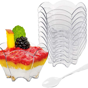 Grhuct 72Pcs/set Disposable Plastic Dessert Cup with knife fork Tableware Transparent Mini Ice Cream Cups Food Container