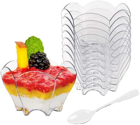 Grhuct 72Pcs/set Disposable Plastic Dessert Cup with knife fork Tableware Transparent Mini Ice Cream Cups Food Container