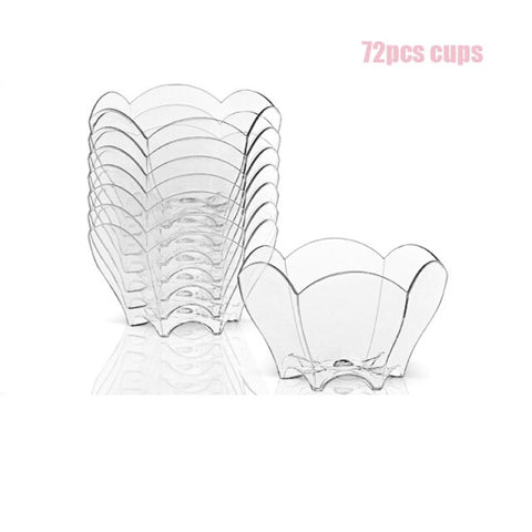 Grhuct 72Pcs/set Disposable Plastic Dessert Cup with knife fork Tableware Transparent Mini Ice Cream Cups Food Container