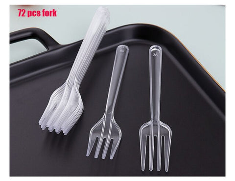 Grhuct 72Pcs/set Disposable Plastic Dessert Cup with knife fork Tableware Transparent Mini Ice Cream Cups Food Container