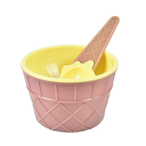 1 Set kids Ice Cream Bowls Ice cream Cup Plastic Color Storage Boxes Couple Bowl Gifts Dessert With A Spoon