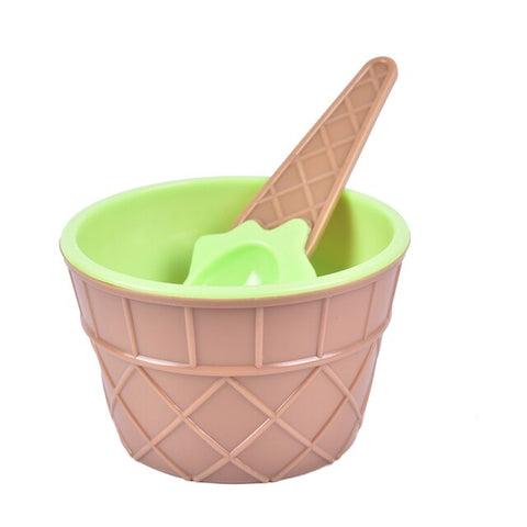 1 Set kids Ice Cream Bowls Ice cream Cup Plastic Color Storage Boxes Couple Bowl Gifts Dessert With A Spoon