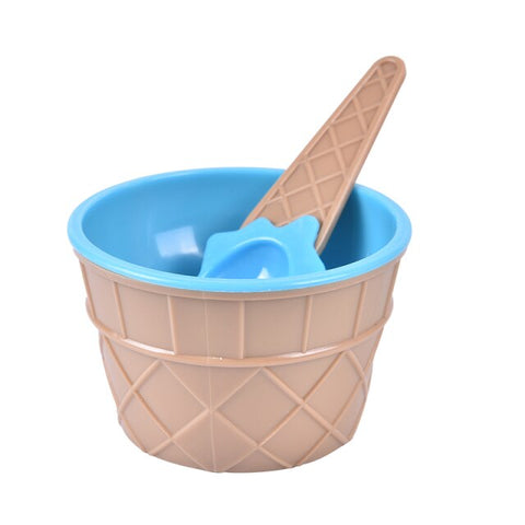 1 Set kids Ice Cream Bowls Ice cream Cup Plastic Color Storage Boxes Couple Bowl Gifts Dessert With A Spoon