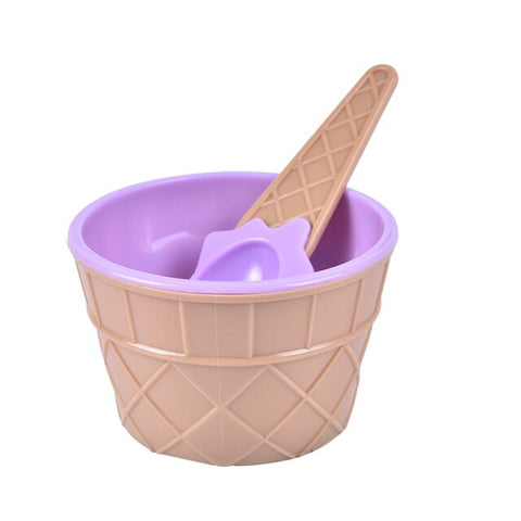 1 Set kids Ice Cream Bowls Ice cream Cup Plastic Color Storage Boxes Couple Bowl Gifts Dessert With A Spoon