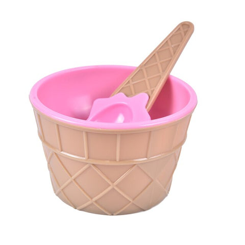 1 Set kids Ice Cream Bowls Ice cream Cup Plastic Color Storage Boxes Couple Bowl Gifts Dessert With A Spoon