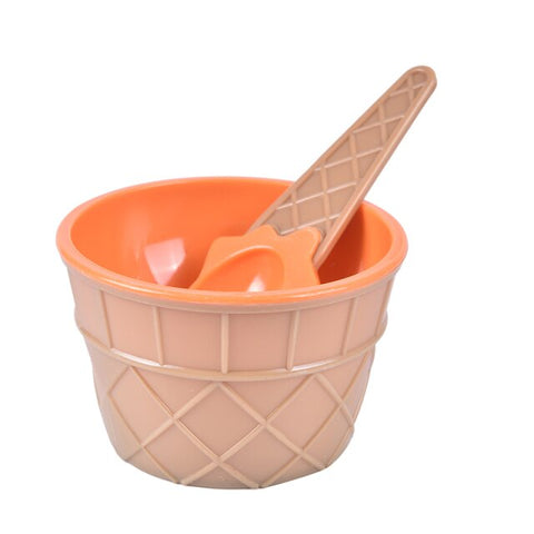 1 Set kids Ice Cream Bowls Ice cream Cup Plastic Color Storage Boxes Couple Bowl Gifts Dessert With A Spoon