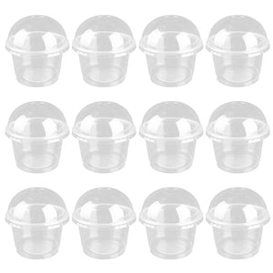 50pcs/20pcs 250ml Disposable Dessert Cups Transparent Plastic Salad Bowl Ice Cream Dessert Cups With Hole Dome Cover