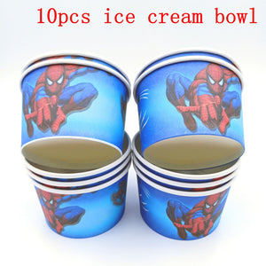 10pcs/lot Spider Ice cream Cups Kids Birthday Party Supplies Spiderman Happy Birthday Party Ice cream Bowls Wholesale Ice Cups